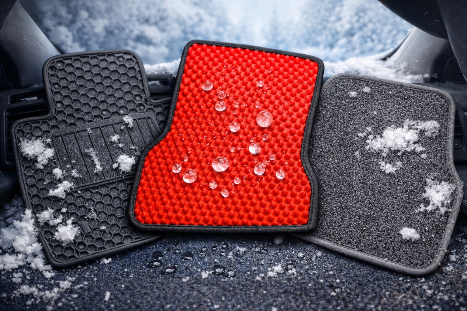 Tappetini auto: EVA vs gomma vs tessuto – quale è meglio in inverno e nelle mezze stagioni