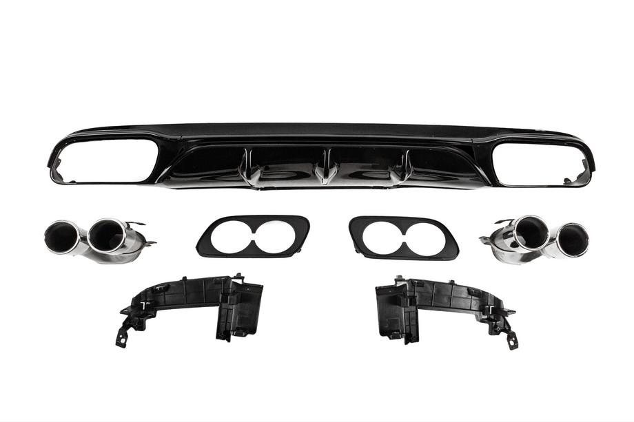 Mercedes E-class W213 2016-2023 Diffusore posteriore con terminali di scarico E53-Design Silver (per Base) Image