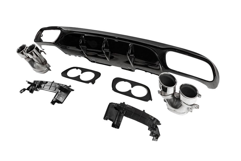 Mercedes E-class W213 2016-2023 Diffusore posteriore con terminali di scarico E53-Design Silver (per Base) Foto 2