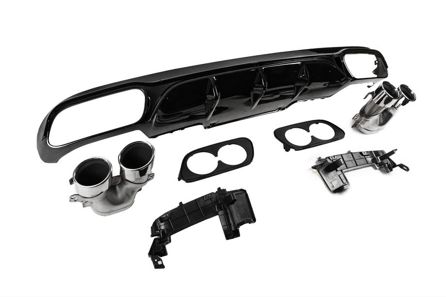 Mercedes E-class W213 2016-2023 Diffusore posteriore con terminali di scarico E53-Design Silver (per Base) Foto 3