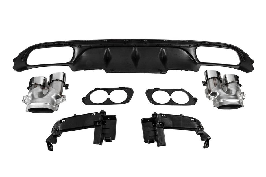 Mercedes E-class W213 2016-2023 Diffusore posteriore con terminali di scarico E53-Design Silver (per Base) Foto 4