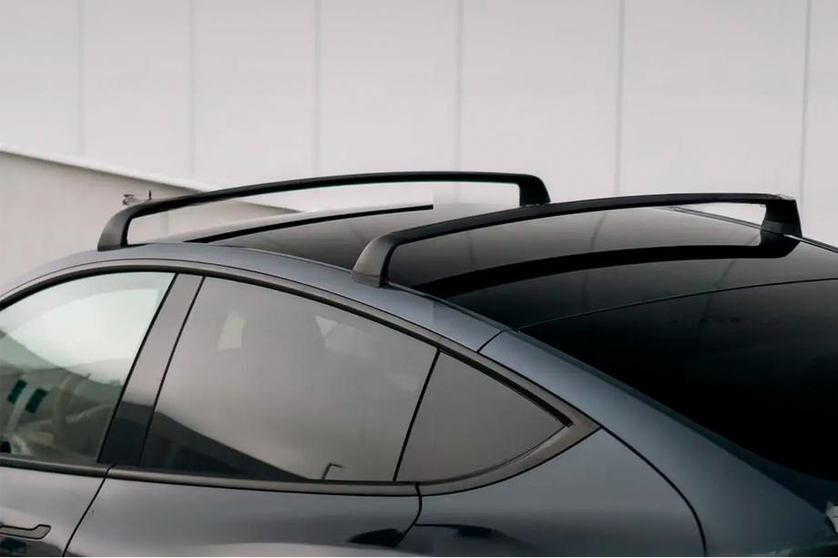 Tesla Model 3 2017- Barre trasversali OEM per punti di fissaggio originali, con serratura (2 pz) Foto 3