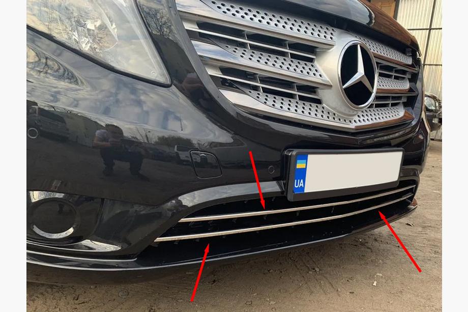 Mercedes Vito/V-class W447 2014- Cover griglia paraurti (2 pz, acciaio inox) Vito Passeggeri (Cromato) Foto 2