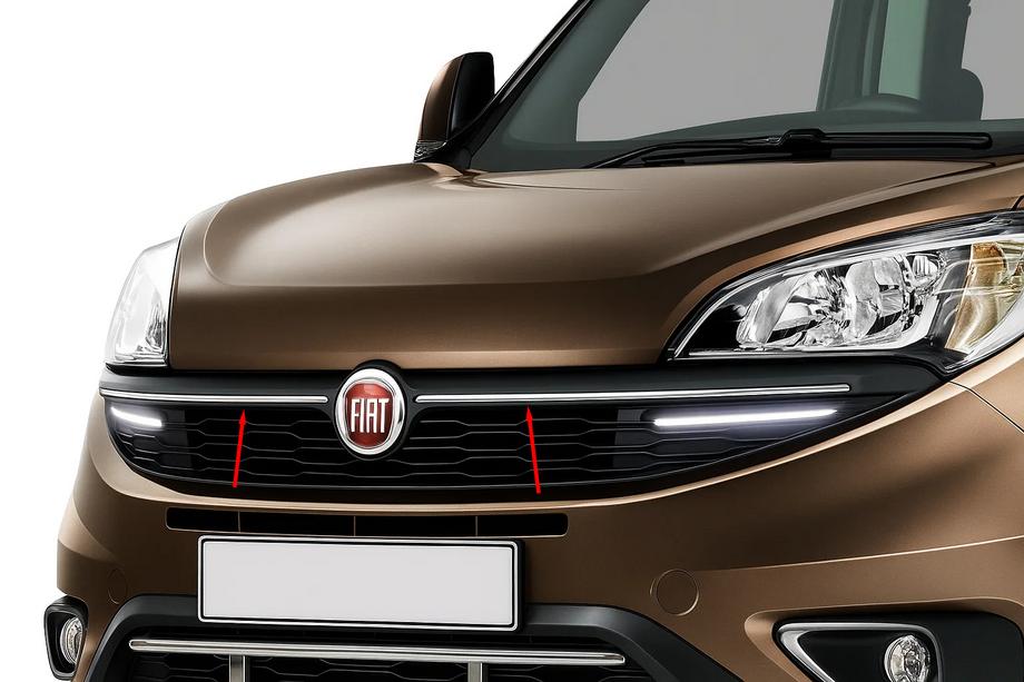Fiat Doblo II 2010-2022 Coperture Griglia Anteriore (2015↗, 2 pz, Acciaio Inox) Image