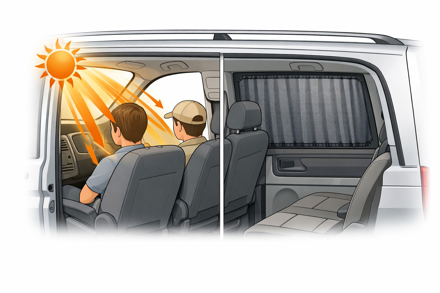 Perché il sole infastidisce i passeggeri posteriori del Mercedes Vito e come scegliere le tendine