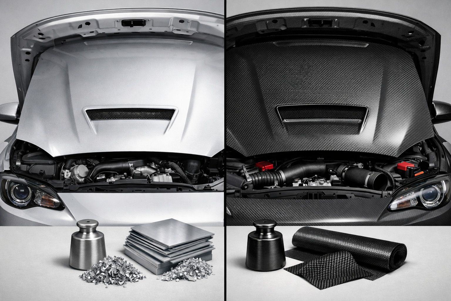 Cofano in alluminio o in carbonio: cosa conviene per sostituzione e tuning