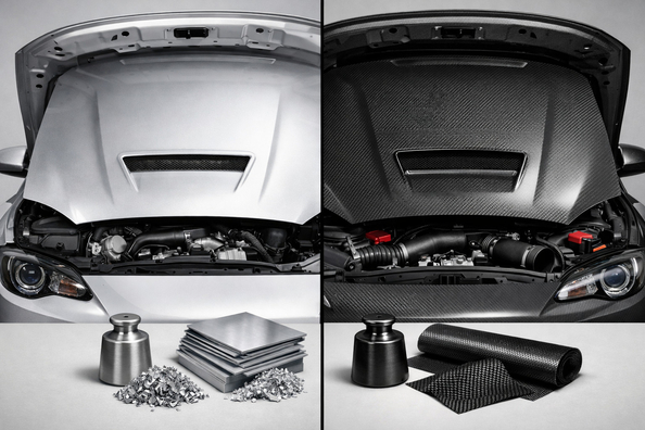 Cofano in alluminio o in carbonio: cosa conviene per sostituzione e tuning