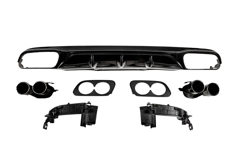 Mercedes E-class W213 2016-2023 Diffusore posteriore con terminali di scarico E53-Design Black (per Base) Image