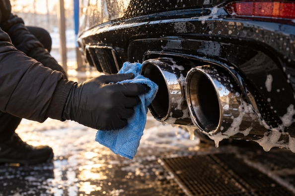 Terminali di scarico e diffusore posteriore in inverno: condensa, sale e fuliggine