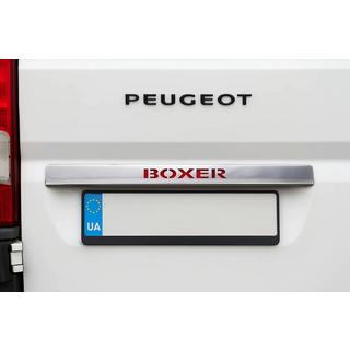 Modanatura cromata sopra targa con LED rosso (acciaio inox) Peugeot Boxer 2006-2025 foto 1