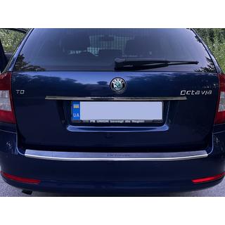 Modanatura cromata sopra targa Carmos (acciaio inox) Skoda Octavia II A5 2010-2013 foto 2