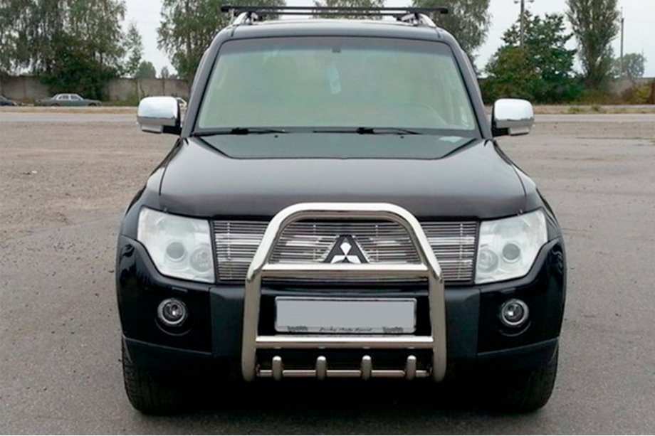 Mitsubishi Pajero Wagon IV 2006-2021 Protezione Anteriore QT007 (Acciaio Inox) Image