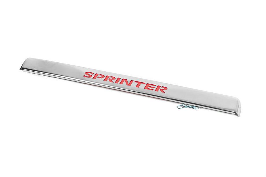 Mercedes Sprinter W906 2006–2018 Modanatura in acciaio inox sopra la targa con luce Illuminazione Rossa Image
