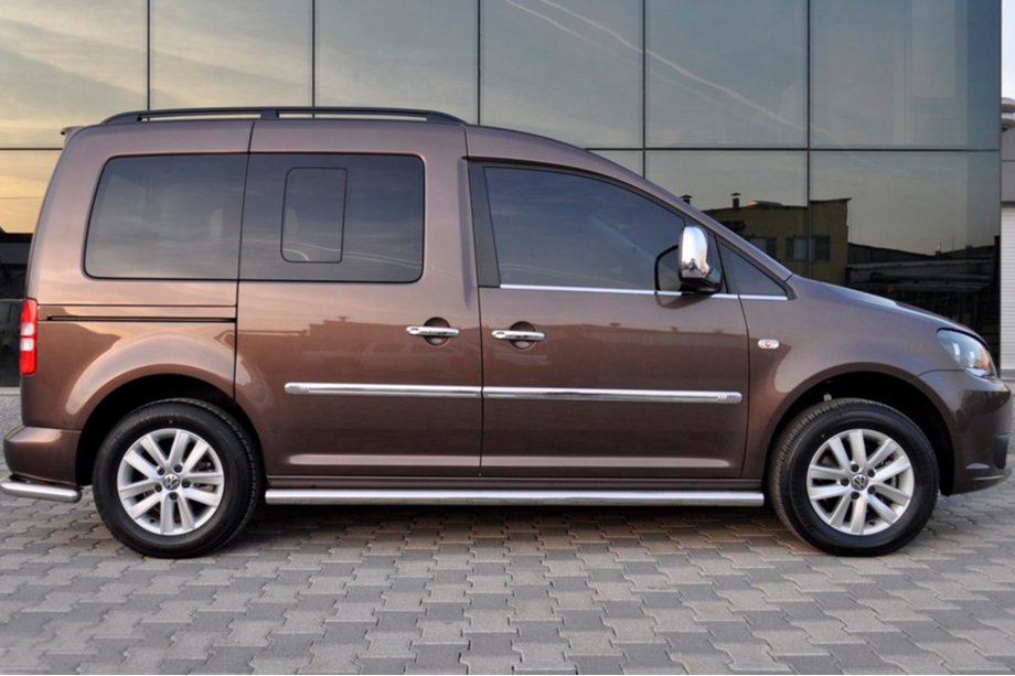 Volkswagen Caddy 2004-2010 Barre Laterali BB001 (2 pz, acciaio inox) d60, Passo Maxi Foto 2