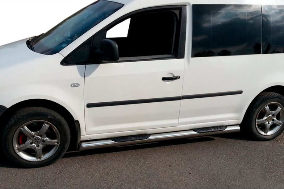 Volkswagen Caddy 2010-2015 Barre Laterali BB002 (2 pz, acciaio inox) 60 mm, Base Maxi Foto 3