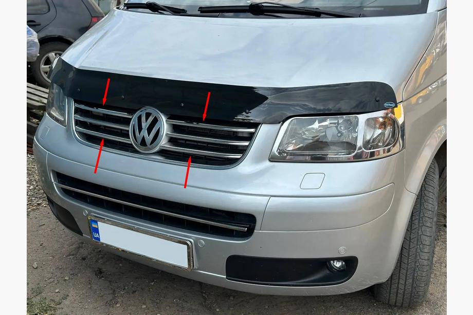 Volkswagen T5 Caravelle 2004-2010 Coperture Griglia Cromate (6 pz, Acciaio Inox) Image