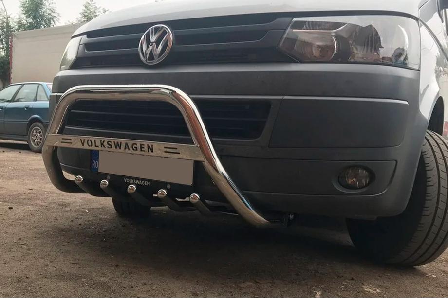 Volkswagen T5 2010-2015 Paraurti Anteriore WT003 (Acciaio Inox) 60 mm, con scritta Foto 6