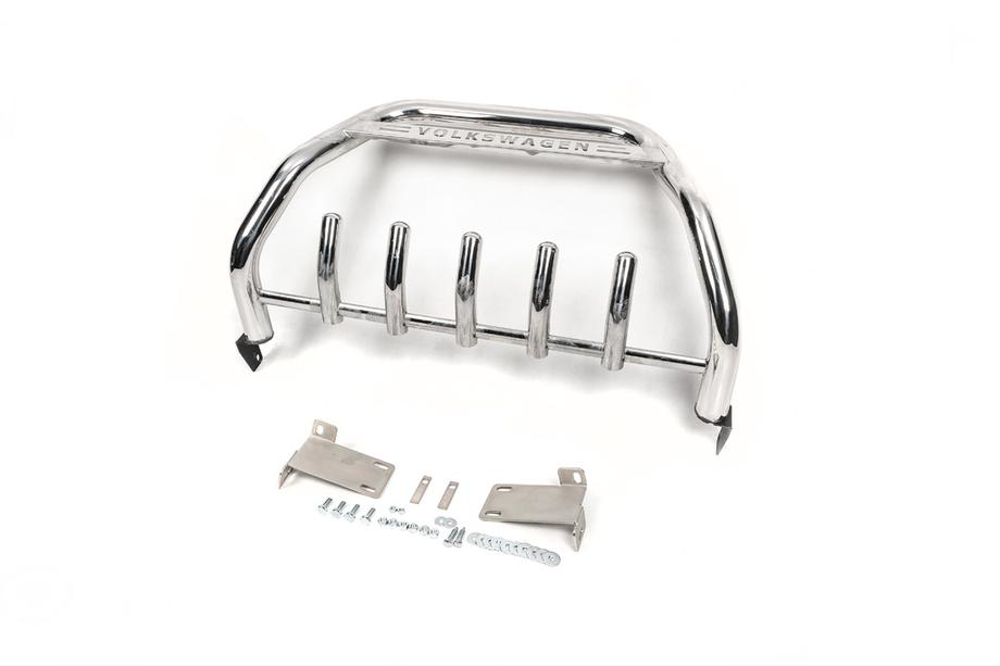 Volkswagen T5 2010-2015 Paraurti Anteriore WT003 (Acciaio Inox) 60 mm, con scritta Foto 2