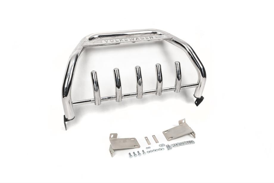 Volkswagen T5 2010-2015 Paraurti Anteriore WT003 (Acciaio Inox) 60 mm, con scritta Foto 4