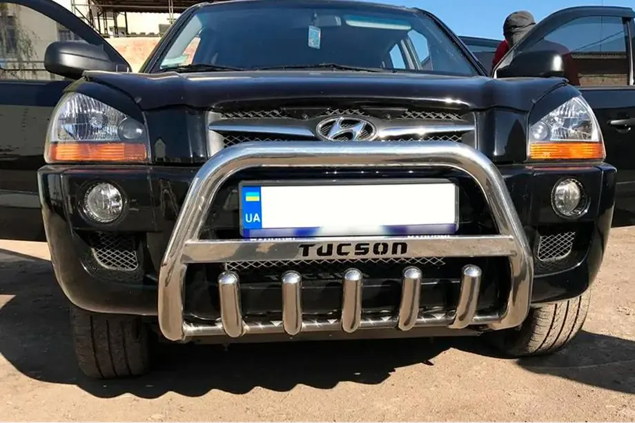Hyundai Tucson JM 2004- Protezione Anteriore WT004 (Acciaio Inox) Image