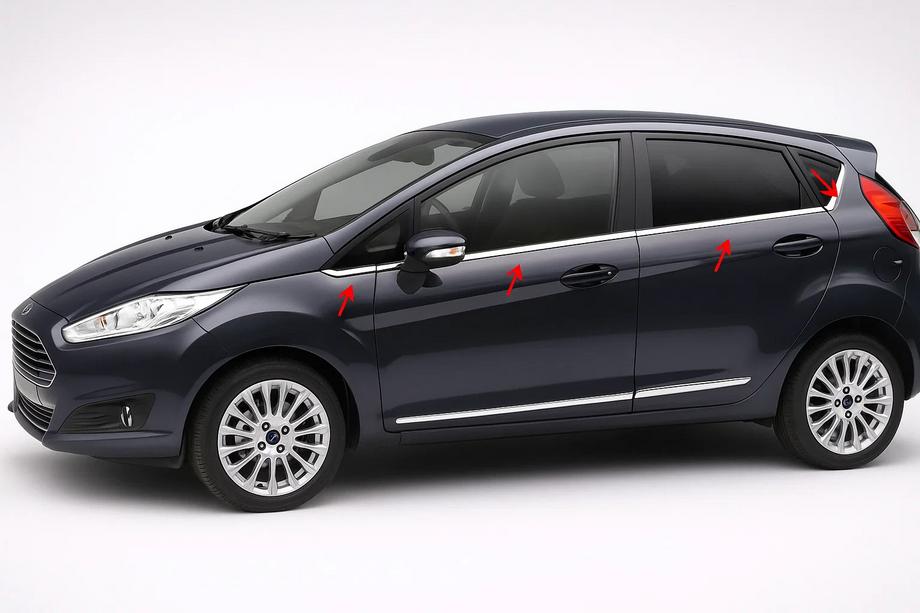 Ford Fiesta 2008-2017 Modanature finestrini acciaio inox (8 pz) Image