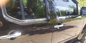 Nissan Navara 2006-2015 Cornici esterne finestrini acciaio inox (4 pz) foto 5