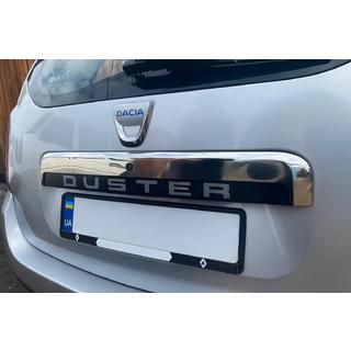 Modanatura superiore in acciaio inox sopra la targa Dacia Duster 2008-2018 foto 1