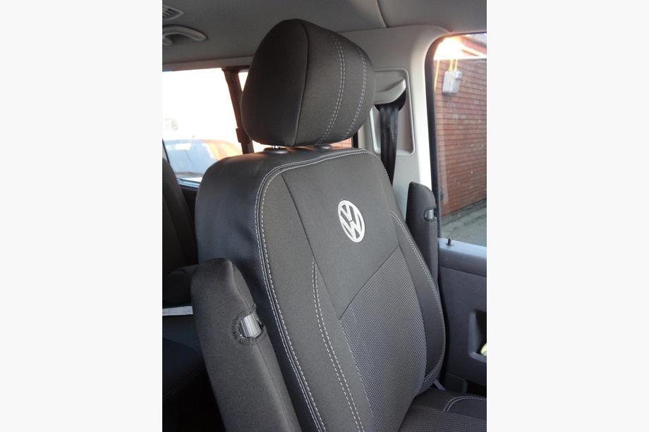 Volkswagen T5 Caravelle 2004-2010 Coprisedi Auto (Pelle Ecologica e Tessuto, Premium) Sedili anteriori (1+1) Foto 14