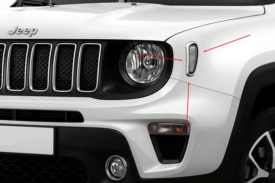 Jeep Renegade 2014- Coperture cromate per indicatori di direzione laterali (2 pz acciaio inox) Image
