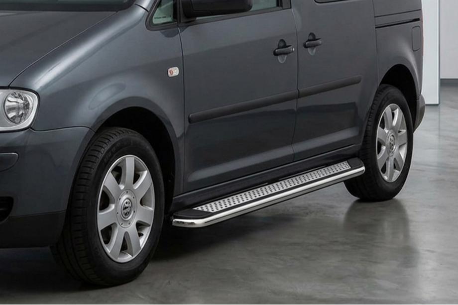 Volkswagen Caddy 2010-2015 Pedane Laterali Maydos V2 (2 pz, Alluminio e Acciaio Inox) Base Maxi Foto 1