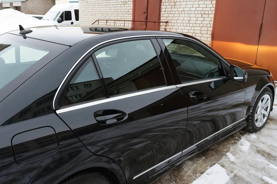 Mercedes C-class W204 2007-2015 Coperture modanature finestrini cromate (6 pz, acciaio inox) Image
