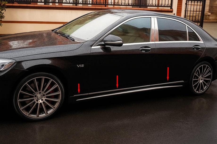 Mercedes S-class W222 2013-2022 Coperture modanature V1 (6 pz, acciaio inox) Image