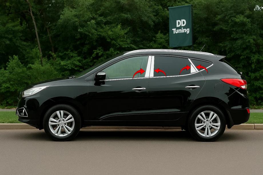 Hyundai IX-35 2010-2015 Modanature Montanti Porta in Acciaio Inox (8 pz) Image