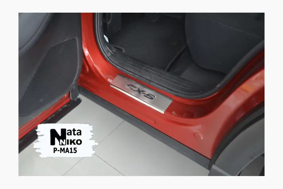 Mazda CX-5 2017–2025 Coperture battitacco Nataniko (4 pz, acciaio inox) Premium - Nastro 3M, 0,8mm Foto 3