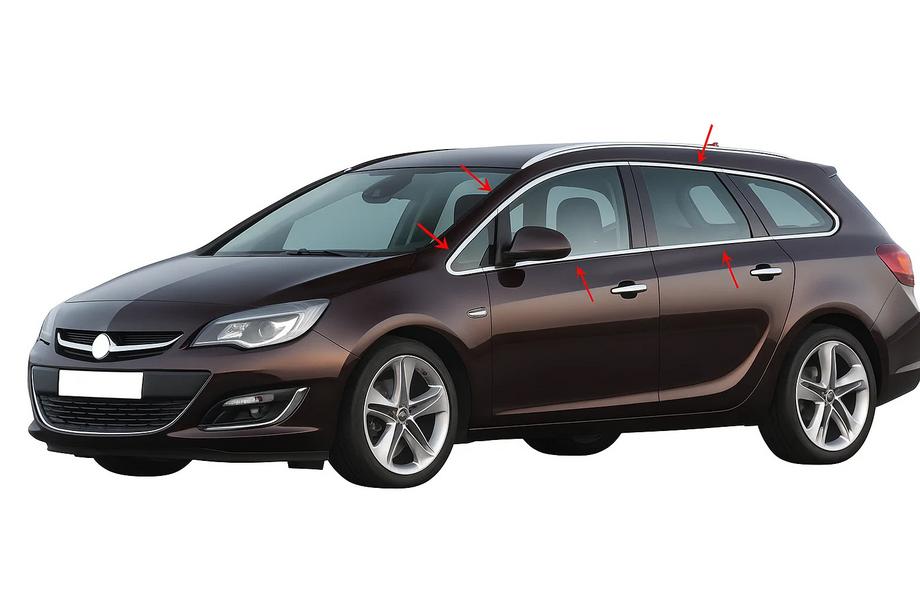 Opel Astra J 2009-2015 Kit completo cornici finestrini acciaio inox (Sport Tourer, 12 pezzi) Foto 1