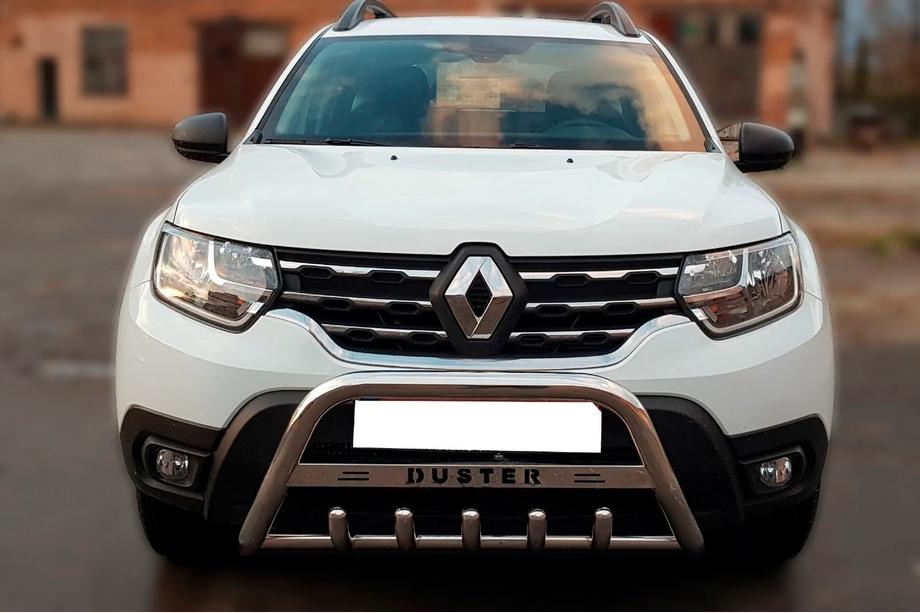Dacia Duster 2018-2024 Parabullbar con scritta WT004 (acciaio inox) Image