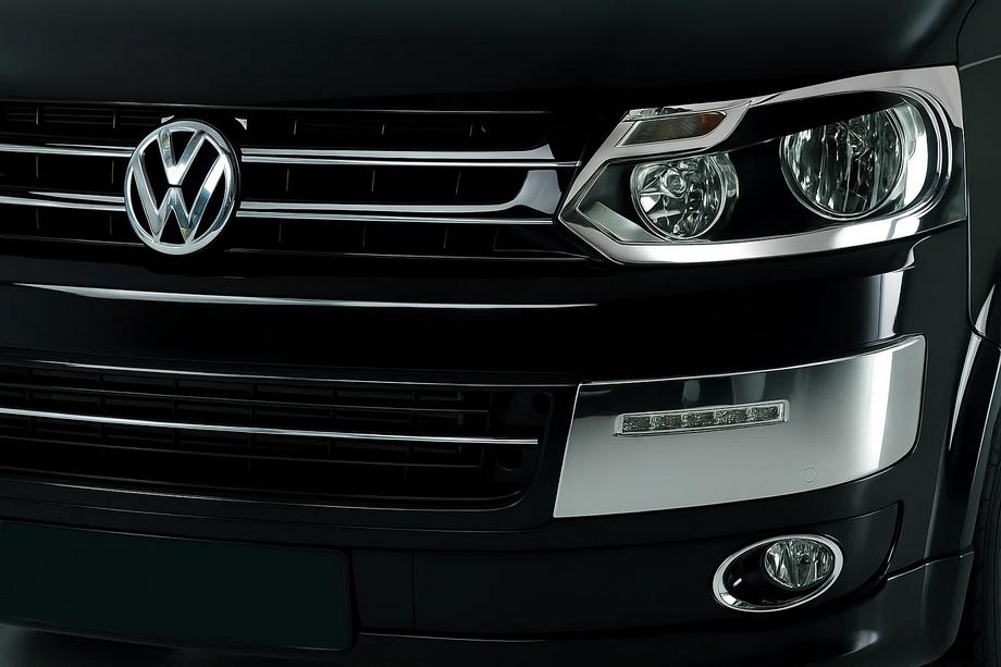 Volkswagen T5 2010-2015 Coperture Fari Cromate (2 pz, Acciaio Inox) Image