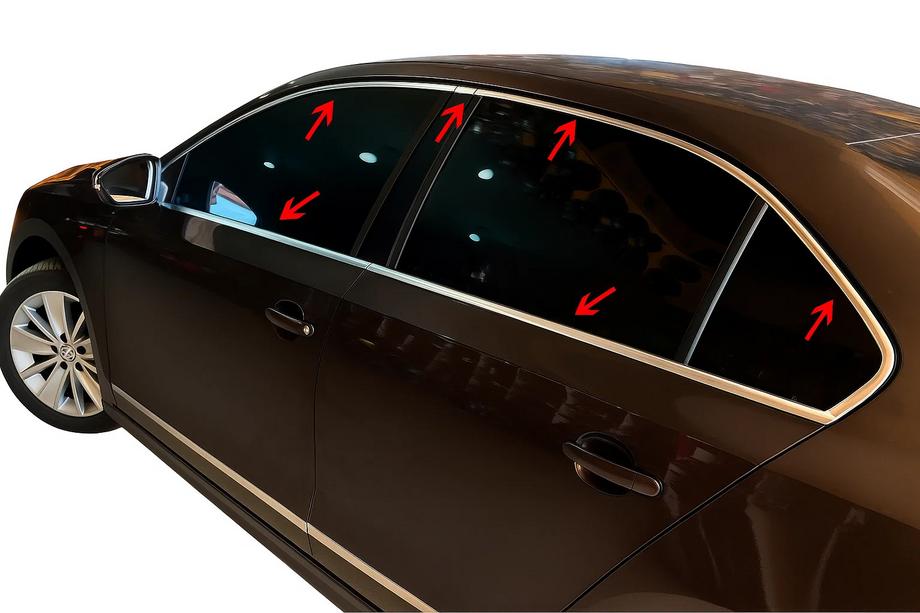 Volkswagen Jetta 2011-2018 Kit completo cornici finestrini acciaio inox (12 pezzi) Carmos - Acciaio Inox Turco Foto 1