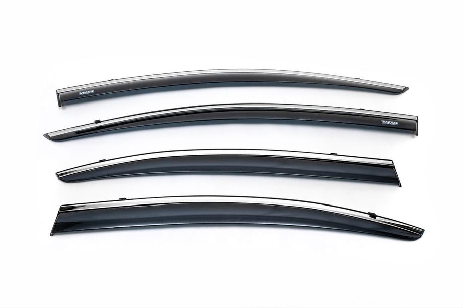 Honda Civic Sedan IX 2011-2016 Deflettori finestrini con profilo cromato (4 pz, Niken) Foto 2