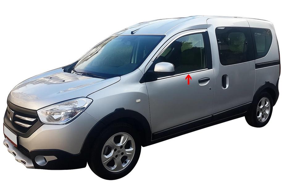Renault Dokker 2013-2022 Cornici finestrini (2 pz, acciaio inox) Carmos - Acciaio Inox Turco Image