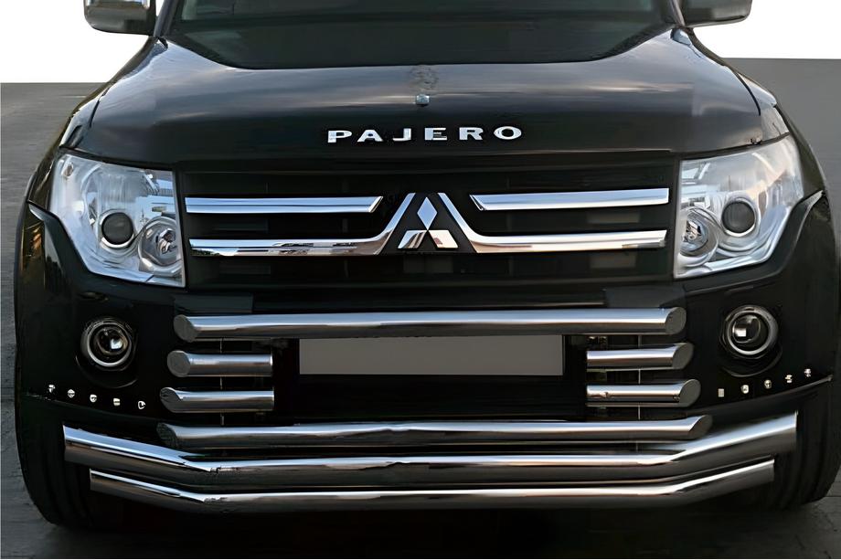 Mitsubishi Pajero Wagon IV 2006-2021 Protezione Anteriore ST015-9 (Acciaio Inox) Foto 1
