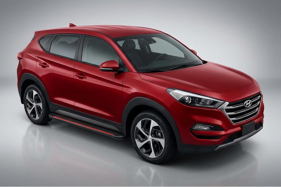 Hyundai Tucson TL 2016-2021 Pedane Laterali Maya Red-Black (2 pz, Alluminio) Foto 1