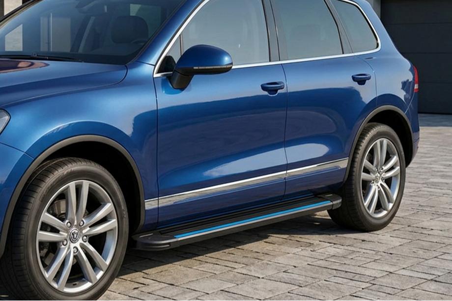 Porsche Cayenne 2003–2010 Pedane Laterali Maya Blue (2 pz, Alluminio) Foto 1