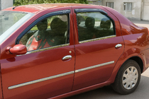 Renault Logan I 2008-2013 Modanature porta acciaio inox (4 pz) Carmos - Acciaio Inox Turco foto 4
