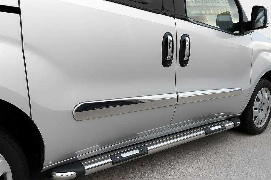 Fiat Doblo II 2010-2022 Modanature Porte Acciaio Inox (4 pz) OmsaLine - Acciaio Inox Italiano Image