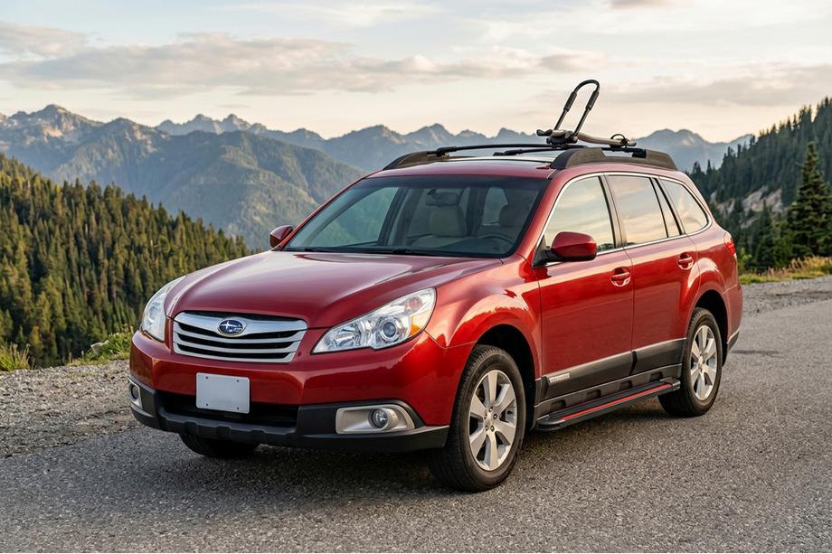 Subaru Outback 2009-2014 Pedane Laterali Maya Red (2 pz, Alluminio) Image