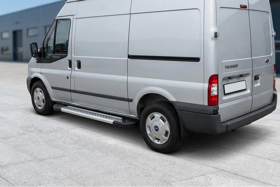 Ford Transit 2000–2014 Pedane Laterali New Vision Grey (2 pz, Alluminio) L3/L4 (lungo) Foto 1