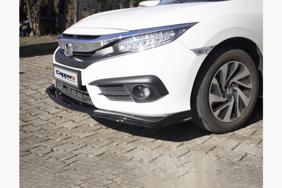 Honda Civic Sedan X 2016-2021 Labbro anteriore V1 (nero) Foto 2