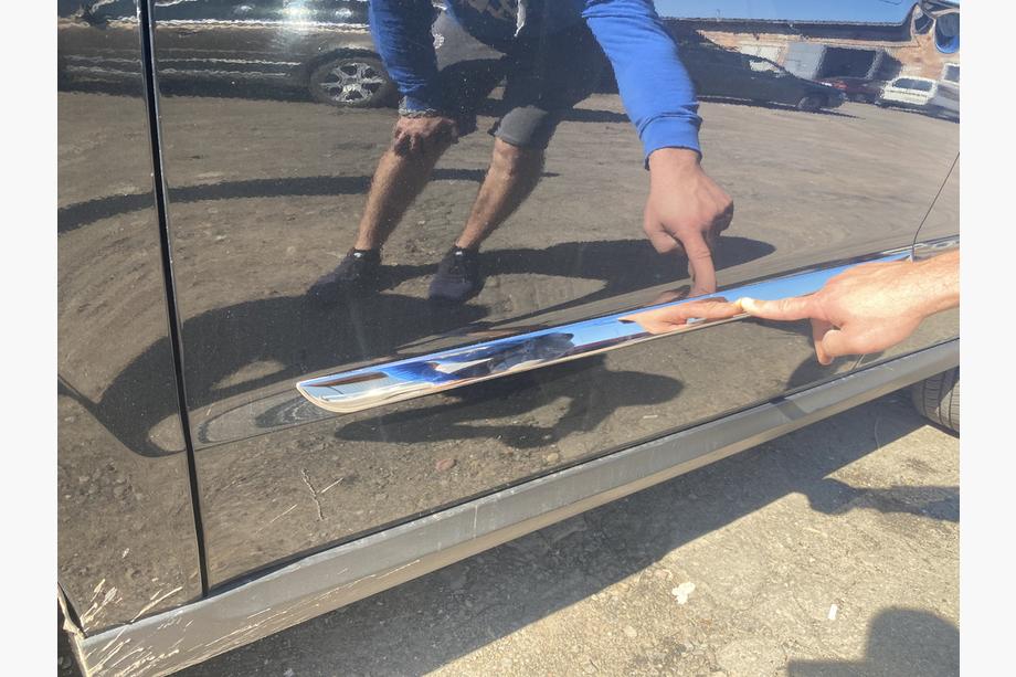 Hyundai Santa Fe 2 2006-2012 Modanature porta acciaio inox (4 pz) Foto 6