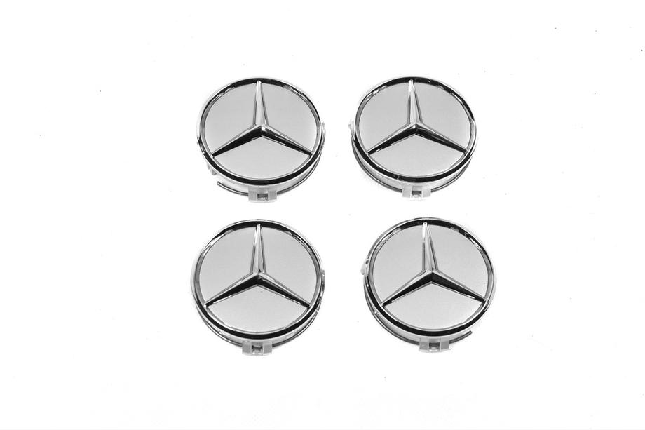 Mercedes-Benz Copri mozzo cerchi 70/75 mm con anello (4 pz, grigio) Foto 5